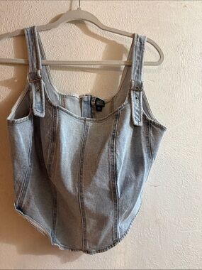 wild fable Light Blue Denim Tank Top with Adjustable Straps